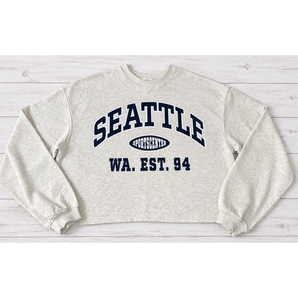 HM Seattle Sportscenter Crop Sweatshirt Heather Gray Gorpcore Athleisure Size 20